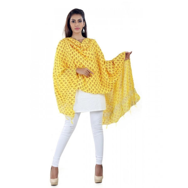 Generic Womens Cotton Straight Duppatta (Yellow, Red)