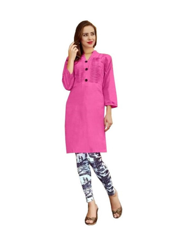 Generic Women's Cotton Kurtis (Pink, XL)