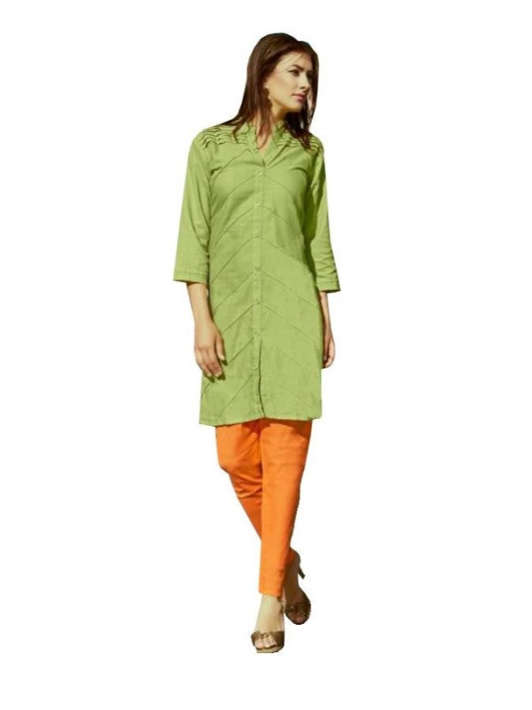 Generic Women's Cotton Kurtis (Green, L)