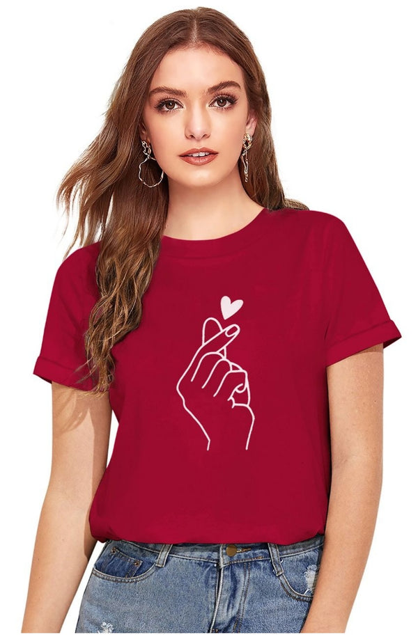 Generic Women's Cotton Western Wear T-Shirt (Maroon)