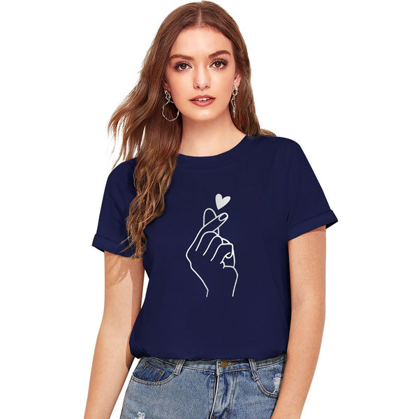 Generic Women's Cotton Western Wear T-Shirt (Blue)