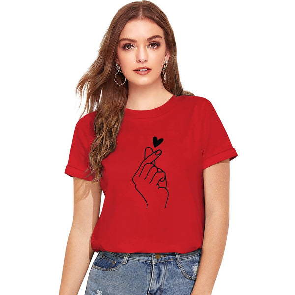 Generic Women's Cotton Western Wear T Shirt (Red)