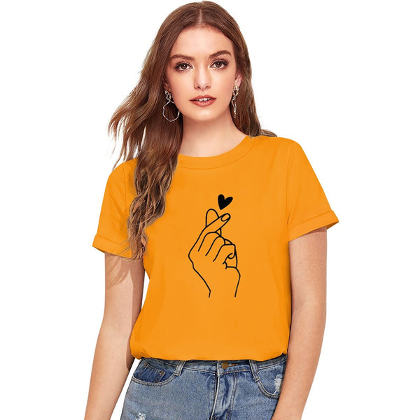 Generic Women's Cotton Western Wear T Shirt (Yellow)
