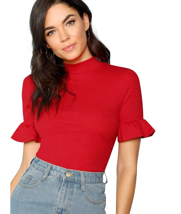 Generic Women's Western Wear Hosiery T Shirts (Red)