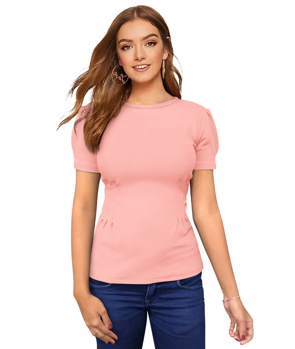 Generic Women's Western Wear Hosiery T Shirts (Peach)