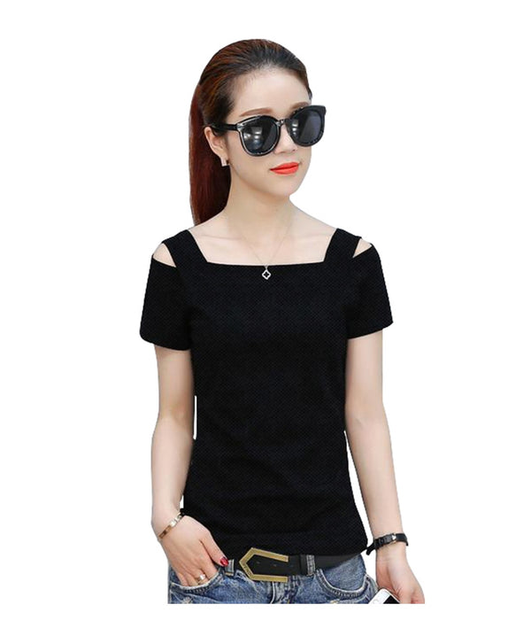 Generic Women's Western Wear Hosiery T Shirts (Black)