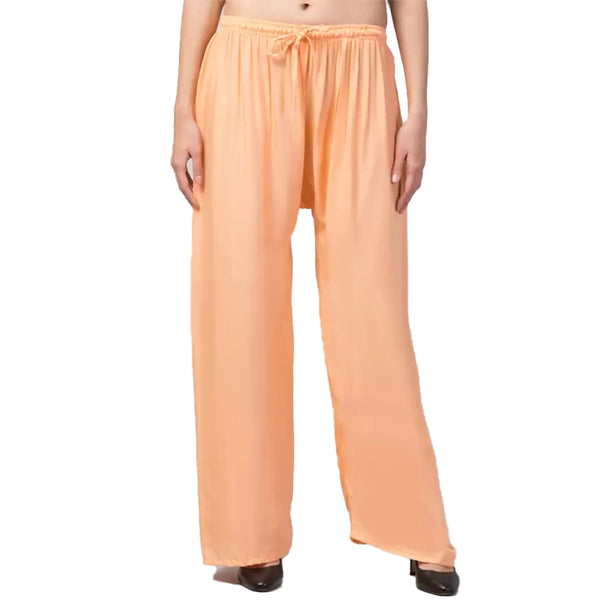 Generic Women's Plus Size Relaxed Fit Viscose Rayon Palazzo Trousers (Orange)