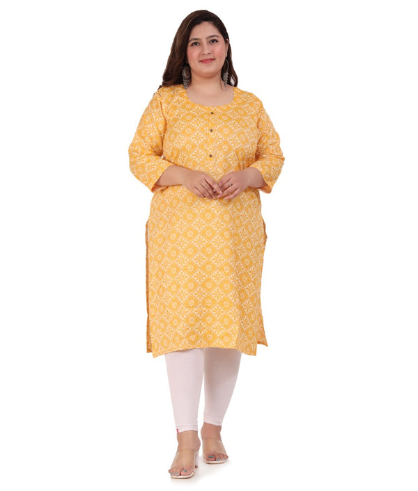 Generic Women's Office wear Designer Printed Capsule Straight Kurti (Yellow)