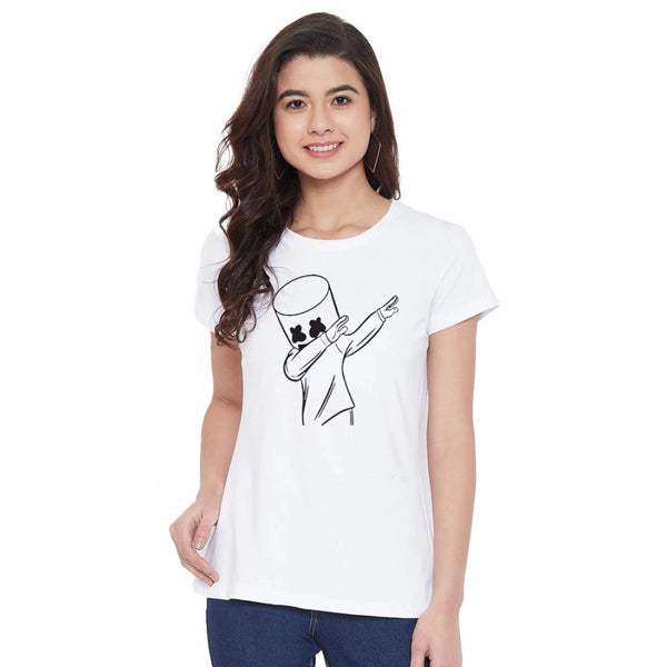 Generic Women's Cotton Blend Marshmello Dap Printed T-Shirt (White)